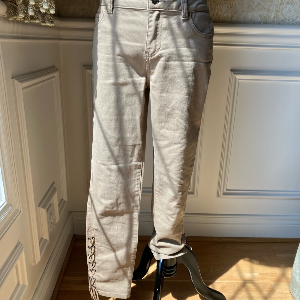 Artisan NY khaki pants with leather ties